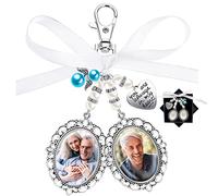 Wedding Bouquet Photo, Wedding Bouquet Keychains Bouquet Photo Memory Keychain Bridal Bouquet Keychain with 2 Pcs Picture Frame Bouquet Picture Charm for Wedding Party(1Pcs)