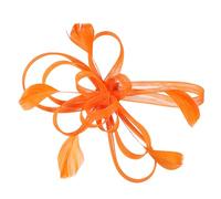 Wedding Bridal Feather Fascinator Hair Clip Brooch Pin Hair Accessory (Orange)