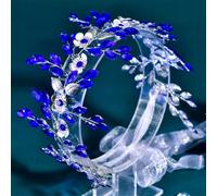Wedding Bridal Headband Colored Rhinestones Alloy Leaf Headpiece Banquet Party Hair Band Hp880-Blue