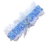 Wedding Bridal Hen Night Do White Blue Satin Ribbon Lace Garter - Something Blue - Blue