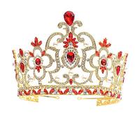 Wedding Bridal Tiaras Wedding Crown Crown Clear Rhinestone Crystal Pageant Bridal Hair Jewelry For Wedding/Engagement/Prom Queen Crown (Color : Silver) (Red)