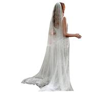 Wedding Bridal Veil, 118'' Long Veils for Brides, Elegant Pearl Veil with Comb 1 Tier, Wedding Veil for Women, Mantilla Veil White, Soft Tulle Cathedral Wedding Veil