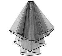 Wedding Bridal Veils, Women Simple Tulle Cathedral Veils for Bachelorette Party and Wedding Hen Party W-V-1 (Short - Black - 2 Tier 31.4"/ 80cm)