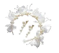 Wedding Bride Headdress Hair Bands Immortal Beaded Flower Girls Ornament Pearl earring Hair Accessories set