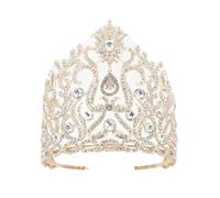 Wedding Bride Large Crown Adjust Large Round Rhinestone Crown And Tiaras Party Hair Accessories (Silver White)