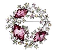 Wedding Brooch Multi Color Austrian Crystal Brooches for Women, Fashion Rhinestone Sweater Pins Silk Scarf Clasp Womens Jewelry (Red 2.2" x 2.2")