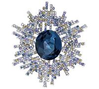 Wedding Brooch Pin Women's Vintage Blue Austrian Crystal Flower Wreath Brooch, L Wedding Bridal Corsage Jewelry for Women Girls (Blue 2.4)