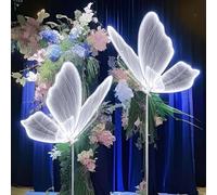 Wedding Butterfly Floor Lamp-Creative Hanging Butterfly Ceiling Lights Decoration, Adjustable Height LED Romantic Elegant Wedding Party Butterfly Decoration,White2pcs-80cm