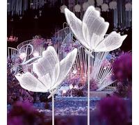 Wedding Butterfly Floor Lamp, LED Butterfly Lights, Creative Hanging Butterfly Ceiling Lamp, Butterfly Decoration Props for Bridal Wedding Party Event Centerpieces,White2pcs-100cm