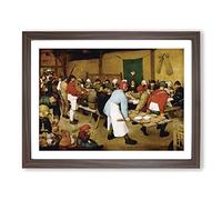 Wedding By Pieter Bruegel The Elder Classic Painting Framed Print | A4 Walnut Framed Wall Art | Ready to Hang | Classic Historical Picture | Living Room Bedroom Lounge Office