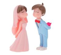 Wedding Cake Topper PVC Figurine Set Bride and Groom 2 Pairs | Micro Landscape Style, Reusable Collectible Piece, for Reception Displays, Cupcakes, Planners and Decorators