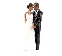 Wedding Cake Topper Resin African American Couple Figurine Centerpiece Decorations for Wedding Anniversary