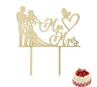 Wedding Cake Topper Wedding Cake Topper Bride and Groom Figures Silhouette Personalised Handmade Cake Decoration Sets for Wedding Cakes Anniversary Party Cakes Wood Colour