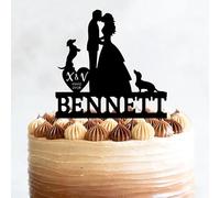 Wedding Cake Topper With Dog Wedding Dachshund, 6-7.8 Inch For Party Cake, Lover, Newlyweds Celebration