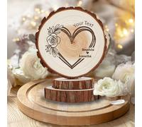 Wedding Cake Topper Wood Slice Design Party to Be Rustic Custom Bride & Groom's Names and Date Personalized Handmade Wedding Cake Decoration Mr & Mrs Happy Birthday Party Favors