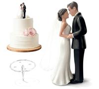 Wedding Cake Toppers, 11cm Plastic Bride and Groom Cake Topper Decor, Elegant Wedding Cakes Figurines for Engagement Anniversary Decor (Style 1)