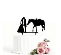 Wedding Cake Toppers Bride And Groom Farmer Southern Style Cake Decor Rustic Horse Wedding Cake Topper Black Silhouette