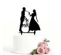 Wedding Cake Toppers Bride And Groom funny Mr Mrs Celebrate Wedding Black Silhouette Cake Party Engagement