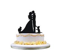Wedding Cake Toppers Cats Black Acrylic Engagement and Bride and Groom