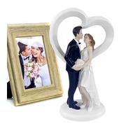 Wedding Cake Toppers - Resin 11.5x8.5cm | Romantic Bride Groom Cake Topper Figurine | Elegant Cakes Decoration Statue Cute Ornament Keepsake For Wedding Reception Party And Table Decor