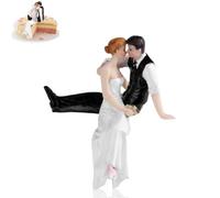 Wedding Cake Toppers, Side Sitting Hug Bride and Groom Handmade Figurine for Decoration Wedding Decorations for Engagement Party