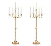 Wedding Candelabra Tall Floor Candelabras - 2Pcs Gold 5 Arm Candelabra Inweder 88cm Metal Spiral Candlestick Holders Antique Candle Holders for Christmas Table Centrepieces Events Ceremony Reception