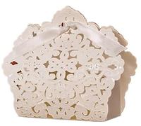 Wedding Candy Box 10/50/100pcsWhite Red Gold Blue Champange Wedding Candy Box With Ribbon Sweets Candy Favors Bags Boxes Birthday(White,9.7X7.5X3.2CM_10PCS)