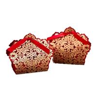 Wedding Candy Box 10/50/100pcsWhite Red Gold Blue Champange Wedding Candy Box With Ribbon Sweets Candy Favors Bags Boxes Birthday(Red gold1,9.7X7.5X3.2CM_50PCS)