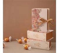 Wedding Candy Box 10 PCS Creative Book Candy Box Wedding Party Small Candy Printing Paper Pink Boxes For Packaging(Brown)