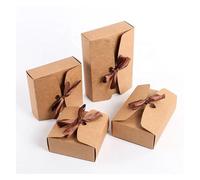 Wedding Candy Box 10Pcs Collapsible Wedding Party Favor One Piece Packaging Paper Box Valentine's Day Surprise(Brown,8x8x5cm)