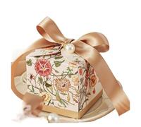 Wedding Candy Box 12/30Pcs Flower Candy Box Beauty Biscuit Paper Boxes Suitable For Wedding Birthday Valentine's Day(Champagne,12pcs)