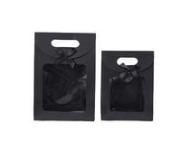 Wedding Candy Box 5/10/20pcs Transparent Window Kraft Paper Bags For Wedding Birthday Party Candy Packaging Box Baking Takeaway Bag(Black,10PCS_14X7X20CM)