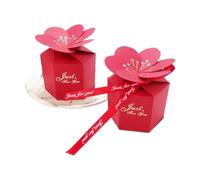 Wedding Candy Box Pink Petal Chocolate Candy Boxes Cardboard Wedding Card Box Decoration Paper X Packaging Event Party Supplies(A,50PCS_M 7X5.5X8CM)