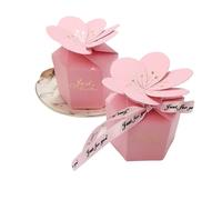 Wedding Candy Box Pink Petal Chocolate Candy Boxes Cardboard Wedding Card Box Decoration Paper X Packaging Event Party Supplies(B,20PCS_M 7X5.5X8CM)