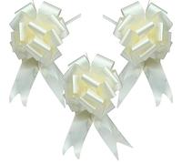 Wedding Car Bow Set - 3 x 20cm Ivory Pull Bows for Car Decoration, Gift Wrapping, and Venue Elegance