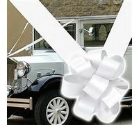 Wedding Car Kit, 3 x 50mm White Pre assembled / ready made) Pull Bows. Plus 1 x 6m of 2" White Florist Ribbon.