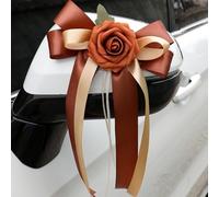 Wedding Car Mirror Bows 36cm PE Silk Flower Decor(4PC orange)