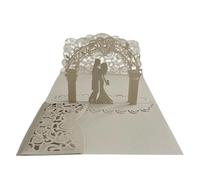 Wedding Card 10pcs 3D Pop Up Bride And Groom Wedding Invitations Laser Pocket Floral Bridal Shower Engagement Invitations(Silver Grey)