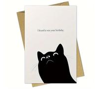 Wedding Card 1pc,I heard it was your birthday, Black Cat, Birthday, Greetings Card, Minimal,with Envelope(Gold)