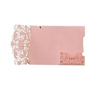 Wedding Card 25/50pcs Laser Cut Wedding Invitation Trifold Business Lace Greeting Cards Wedding Birthday Party Gift Supplies(Pink,50pcs)