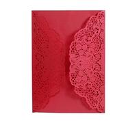 Wedding Card 25/50Pcs Laser Cut Wedding Invitations Card Lace Flower Business Greeting Cards Birthday Bridal Shower Wedding Party Decoration(Red,25pcs)