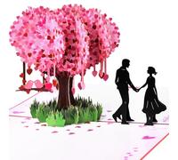 Wedding Card, 3D Love Tree Congratulations Card Wedding Gift Wedding Card Pop Up, Engagement Gift Gifts for Wedding Anniversary Card Pop Up Card Wedding (Rose)
