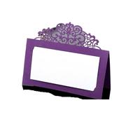 Wedding Card 50/100Pcs Vintage Flower Laser Cut Table Name Place Cards Lace Message Setting Card Wedding Birthday Party Favor Decoration(Purple,50Pcs)