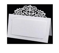 Wedding Card 50/100Pcs Vintage Flower Laser Cut Table Name Place Cards Lace Name Message Setting Card Wedding Birthday Party Favor Decoration(White,100pcs)