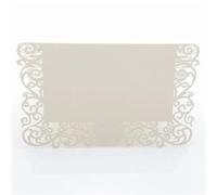Wedding Card 50pcs Pearlescent Lace Name Place Cards Wedding Decoration Table Decor Message Greeting Card Event Party Supplies(Beige)