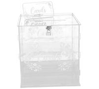 Wedding Card Box, Acrylic Clear Gift Cards Box, Letter Postbox with Lock Slot for Reception Anniversary, Birthday Party, Baby Shower/9.8 Inch