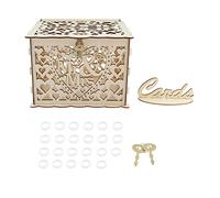 Wedding Card Box, Card Box for Party Money Box for Wedding with Lock Slot Wooden DIY Envelop Gifts Card Shadow Boxes for Reception Anniversary Graduation Birthday Party Parties