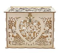 Wedding Card Box, Wedding Memory Box Wedding Envelope Money Card Box Envelop Gifts Card Shadow Boxes Card Box with Lock for Reception Anniversary Graduation Birthday Party Parties