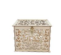 Wedding Card Box, Wooden DIY Envelop Gifts Card Shadow Boxes Card Box for Party Money Box for Wedding with Lock Slot for Reception Anniversary Graduation Birthday Party Parties
