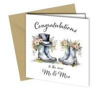 Wedding Card 'Congratulations to the new Mr & Mrs' wellington Boots Design #1683